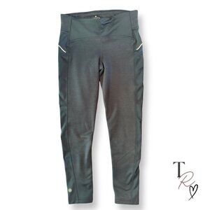 Athleta Fleece Lined Athletic Running Leggings in Navy Blue Heather Size Small